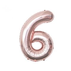 Folinis balionas-skaičius 6, rožinis, 82cm kaina ir informacija | Balionai | pigu.lt