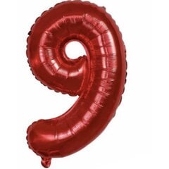 Folinis balionas-skaičius 9, raudonas, 82cm kaina ir informacija | Balionai | pigu.lt