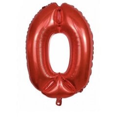 Folinis balionas-skaičius 0, raudonas, 82cm kaina ir informacija | Balionai | pigu.lt