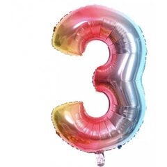 folinis balionas-skaičius 3, spalvota, 82cm kaina ir informacija | Balionai | pigu.lt