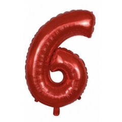 Folinis balionas-skaičius 6, raudonas, 82cm kaina ir informacija | Balionai | pigu.lt
