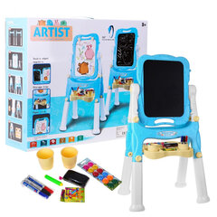 Dvipusė piešimo lenta su priedais, mėlyna kaina ir informacija | Lavinamieji žaislai | pigu.lt