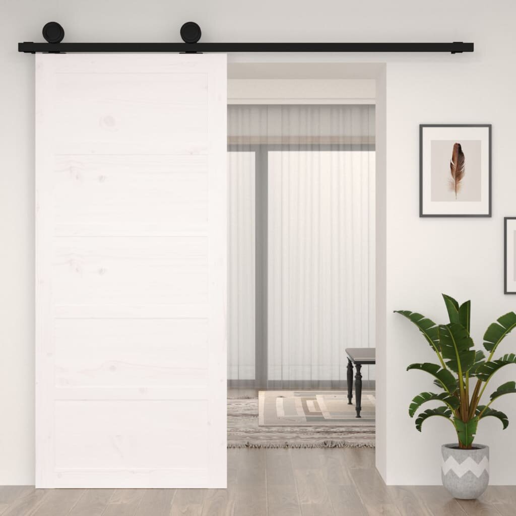 Tvarto durys, baltos, 90x1,8x204,5cm, pušies medienos masyvas kaina ir informacija | Vidaus durys | pigu.lt