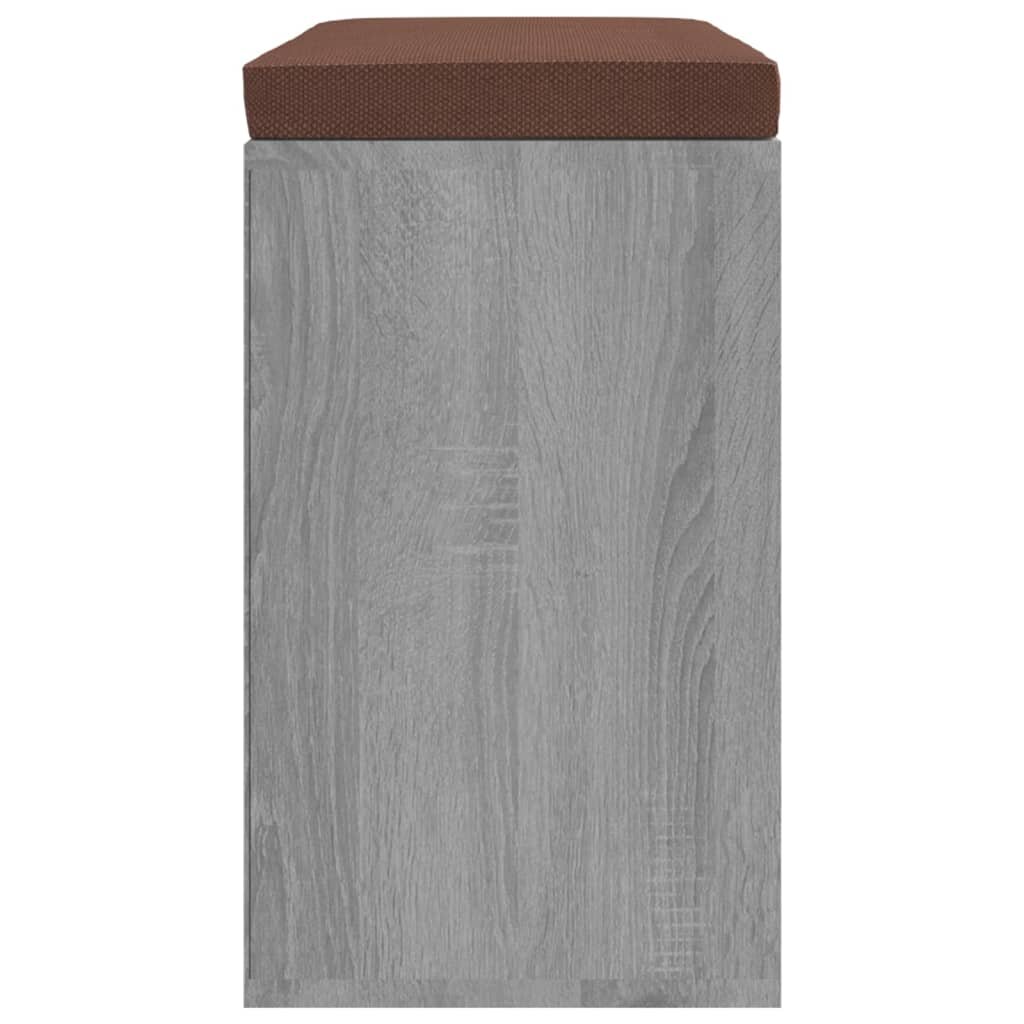 vidaXL Batų suoliukas, pilkas ąžuolo, 103x30x48cm, apdirbta mediena kaina ir informacija | Batų spintelės, lentynos ir suolai | pigu.lt