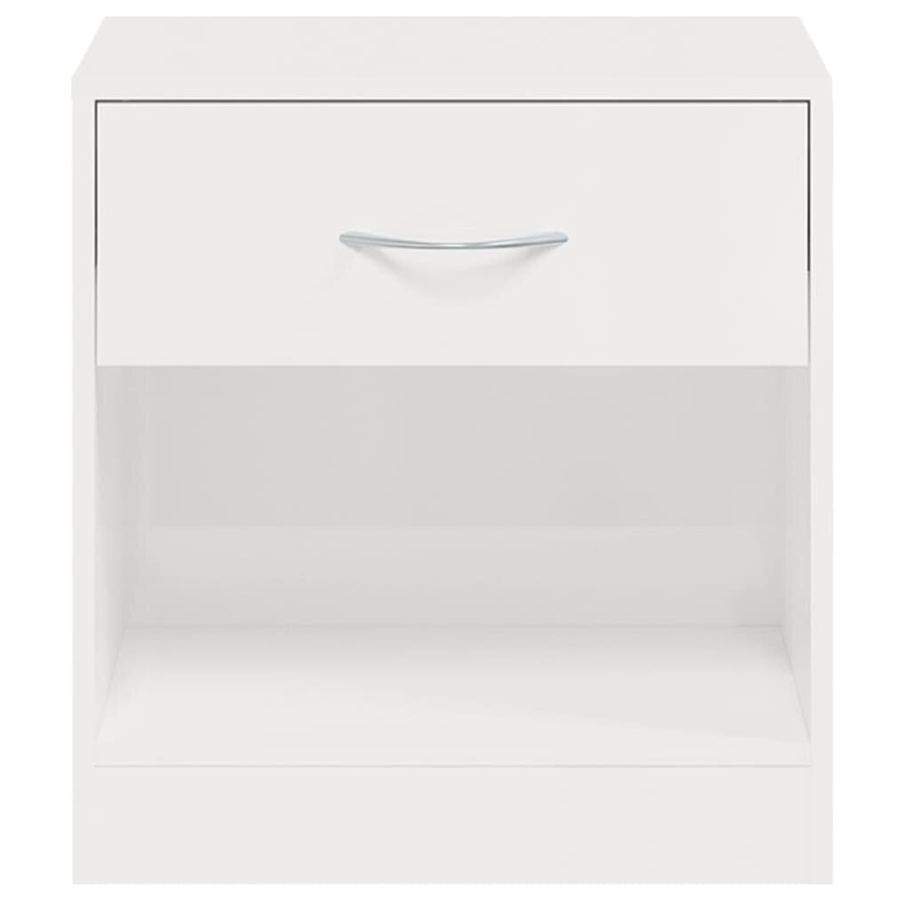 Naktinės spintelės su stalčiais vidaXL, 2vnt., balta blizgi spalva kaina ir informacija | Spintelės prie lovos | pigu.lt