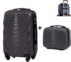 Didelis lagaminas Wings 304 L + kelioninė kosmetinė, pilkas kaina ir informacija | Lagaminai, kelioniniai krepšiai | pigu.lt