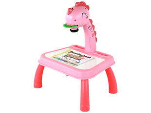Piešimo projektorius/kūrybinis stalas vaikams Lean Toys Dinozauras, rožinis kaina ir informacija | Lavinamieji žaislai | pigu.lt