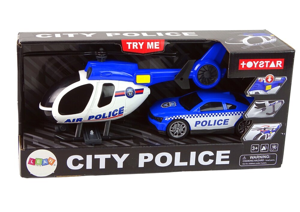 Žaislinio policijos automobilio ir sraigtasparnio rinkinys Lean Toys kaina ir informacija | Žaislai berniukams | pigu.lt