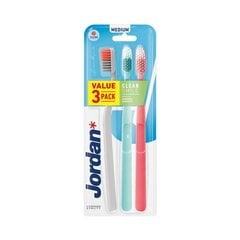 Dantų šepetėlių rinkinys Jordan Toothbrush, medium, 3 vnt. цена и информация | Зубные щетки, пасты | pigu.lt