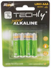 Techly Alkaline AAA LR03 1.5V 4шт. цена и информация | Батарейки | pigu.lt