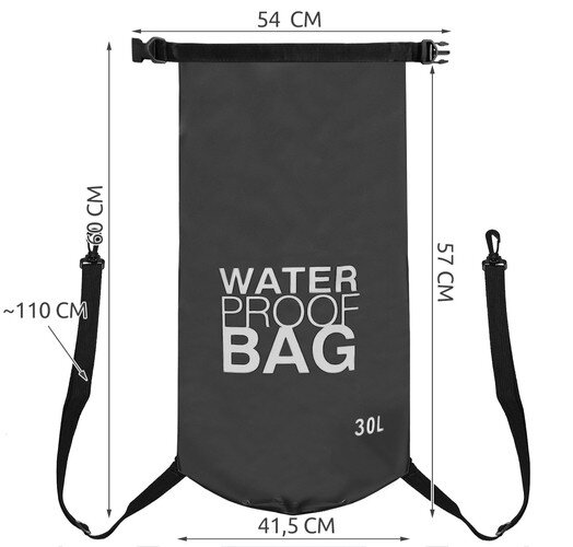Vandeniui atsparus krepšys 30l juodas kaina ir informacija | Vandeniui atsparūs maišai, apsiaustai nuo lietaus | pigu.lt