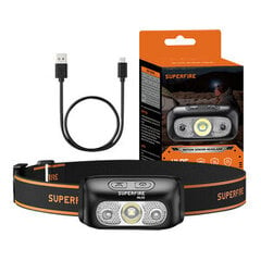 Headlamp Superfire HL05-E, 120lm, USB цена и информация | Фонари и прожекторы | pigu.lt