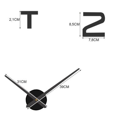 Sieninis laikrodis DIY su 3D efektu, juodas kaina ir informacija | Laikrodžiai | pigu.lt