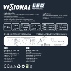 COB LED juosta 24V kaina ir informacija | LED juostos | pigu.lt