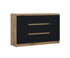 Komoda 3xEliving DEMI su 3 stalčiais, 120 cm, spalva: Wotan ąžuolas/Juodas kaina ir informacija | Komodos | pigu.lt