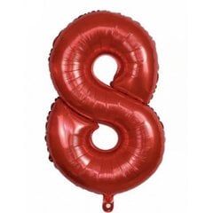 Folinis balionas-skaičius 8, raudonas, 82cm kaina ir informacija | Balionai | pigu.lt