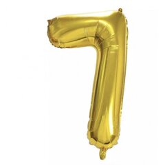 Folinis balionas-skaičius 7, auksinis, 82cm kaina ir informacija | Balionai | pigu.lt