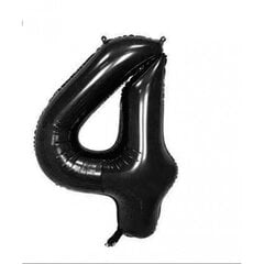 Folinis balionas-skaičius 4, juodas, 82cm kaina ir informacija | Balionai | pigu.lt