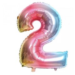 Folinis balionas-skaičius 2, spalvotas, 82cm kaina ir informacija | Balionai | pigu.lt