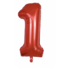 Folinis balionas-skaičius 1, raudonas, 82cm kaina ir informacija | Balionai | pigu.lt