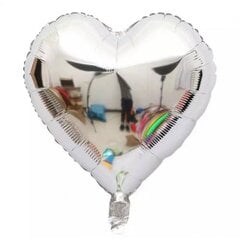 Folinės širdelės sidabrinės, 5vnt 46cm kaina ir informacija | Balionai | pigu.lt