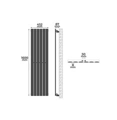 **Plokštelinis radiatorius, vertikalus 160x45 cm, baltas, ''HB''.** kaina ir informacija | Šildytuvai | pigu.lt