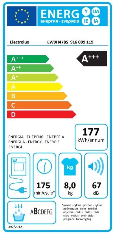 Electrolux EW9H478S kaina ir informacija | Džiovyklės | pigu.lt