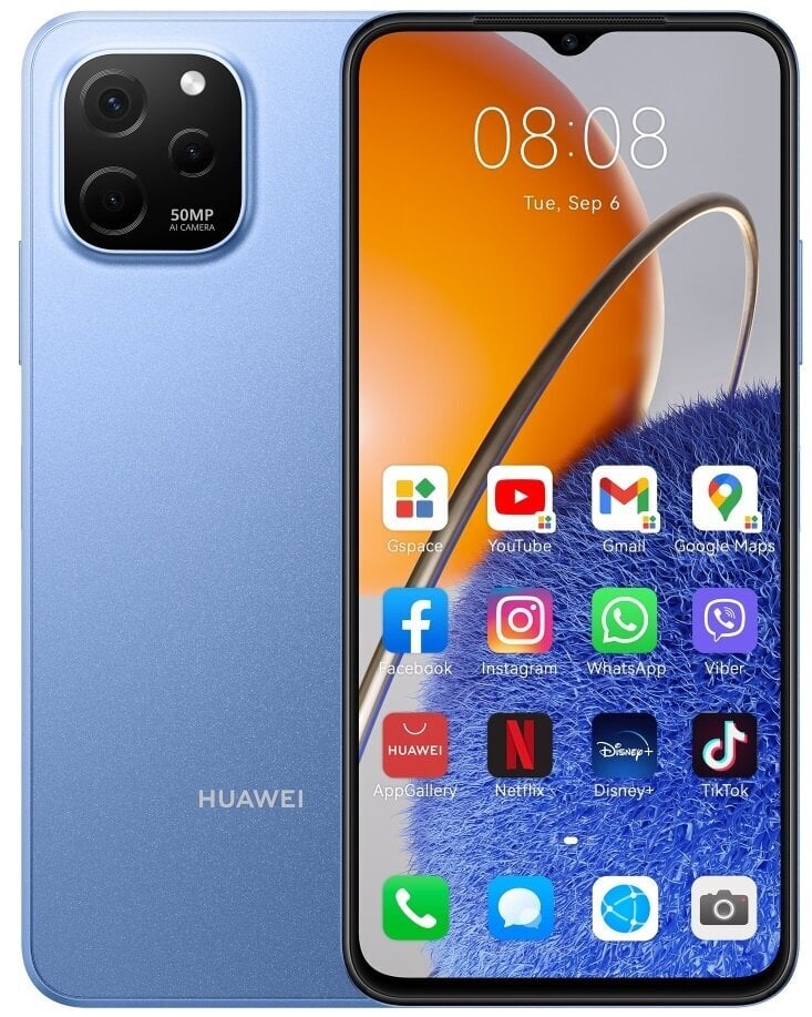 Huawei Nova Y61 4/64GB 51097HLG Sapphire Blue kaina ir informacija | Mobilieji telefonai | pigu.lt