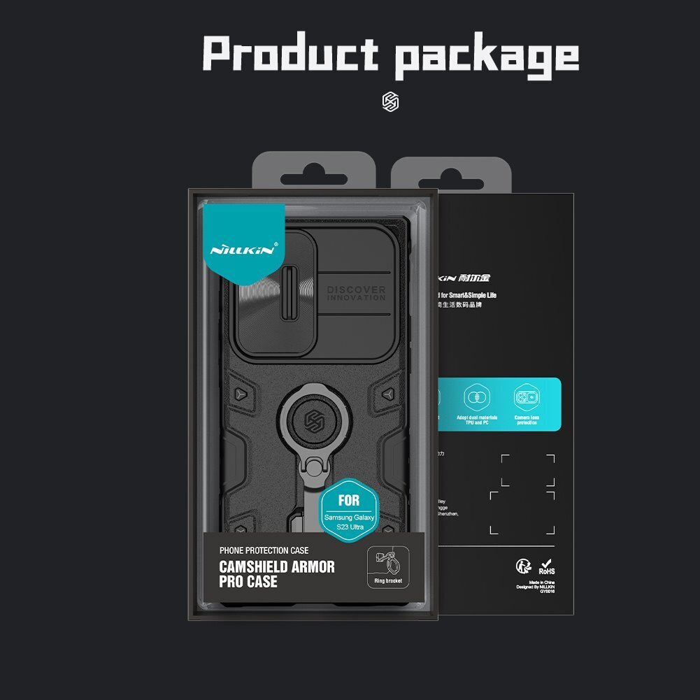 Nillkin CamShield Armor Pro Hard Case, skirtas Samsung Galaxy S23 Ultra, žalias kaina ir informacija | Telefono dėklai | pigu.lt