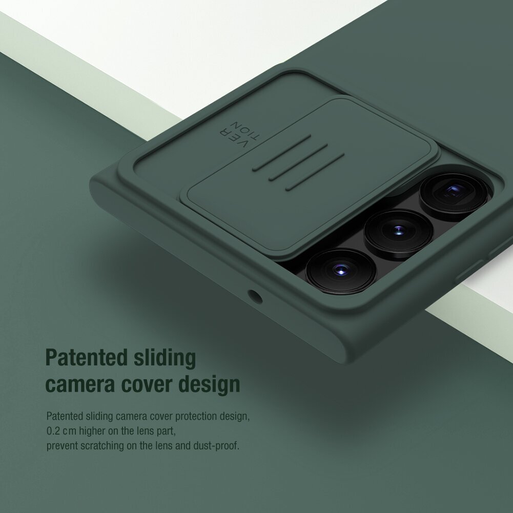 Nillkin CamShield Silky Silicone Case, skirtas Samsung Galaxy S23 Ultra, juodas kaina ir informacija | Telefono dėklai | pigu.lt