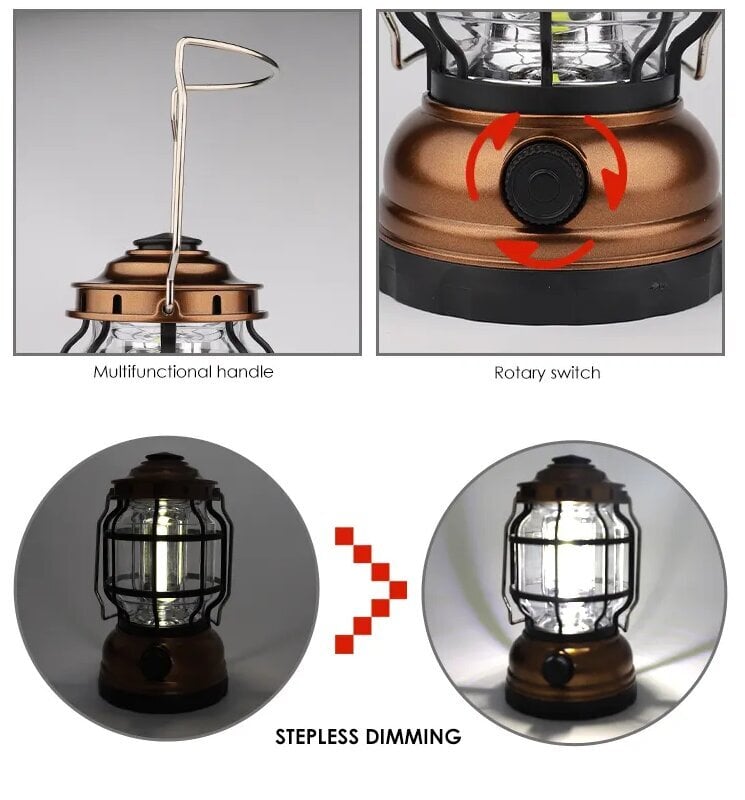 Turistinė lempa "Benson" 4,5V , 3 x AA - gold kaina ir informacija | Žibintai ir prožektoriai | pigu.lt