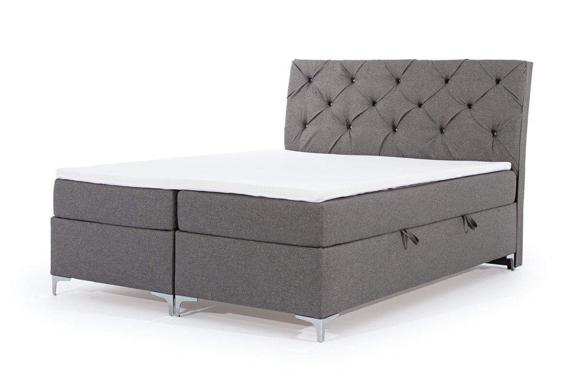 Kontinentinė lova Misha, 140x200 cm, pilka kaina ir informacija | Lovos | pigu.lt