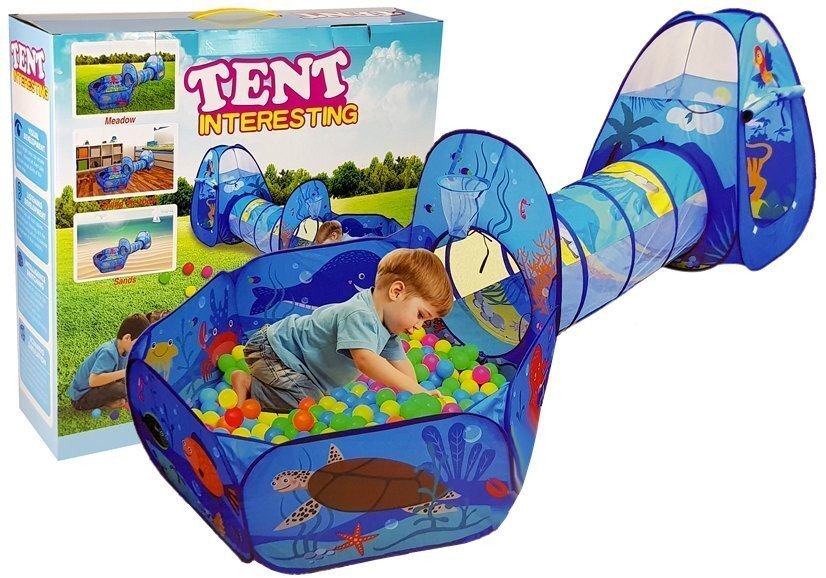 Palapinė su tuneliu ir kamuoliukų baseinu kaina ir informacija | Vaikų žaidimų nameliai | pigu.lt
