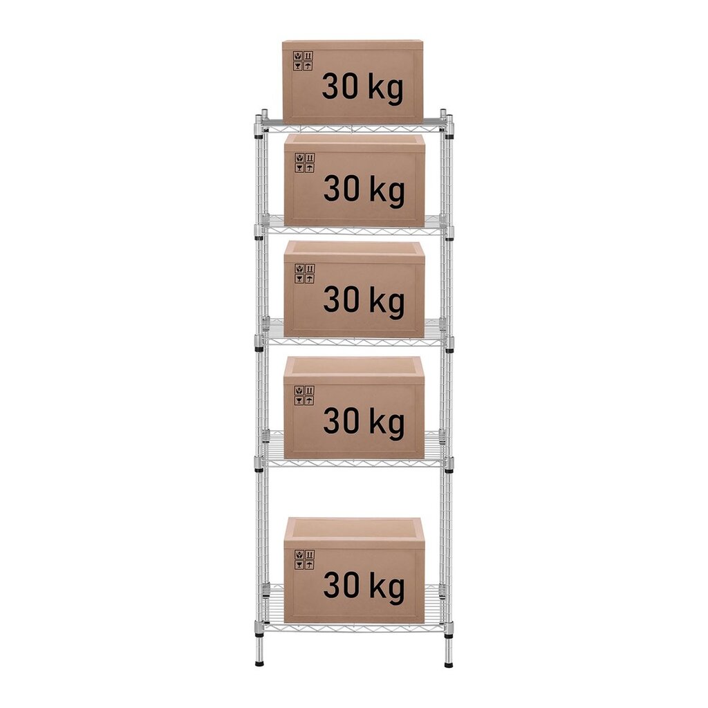 Metalinė sandėliavimo lentyna, 35x55x150 cm, 5x30 kg kaina ir informacija | Sandėliavimo lentynos | pigu.lt