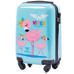 Nedidelis vaikiškas lagaminas Wings kd01, S dydis, Flamingai, rankiniam bagažui цена и информация | Чемоданы, дорожные сумки | pigu.lt