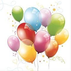 Popierinės servetėlės Birthday Balloons, 33 x 33 cm, 20 vnt kaina ir informacija | Vienkartiniai indai šventėms | pigu.lt