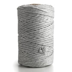 Macrame medvilninė virvė 5mm, 100m vienos gijos pasukimo, Pilka kaina ir informacija | Nėrimo priemonės | pigu.lt