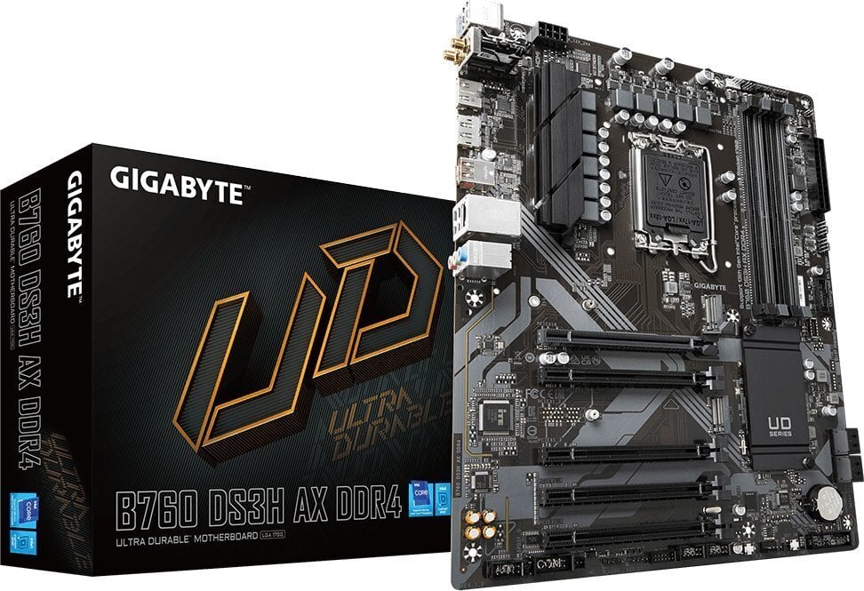 Gigabyte B760 DS3H AX, ATX, DDR4, LGA1700, WiFi kaina ir informacija | Pagrindinės plokštės | pigu.lt