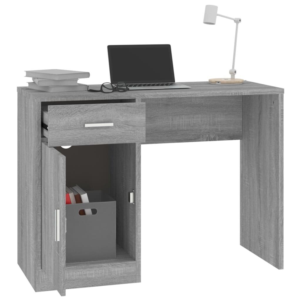 Rašomasis stalas vidaXL, Apdirbta mediena, 100x40x73cm, pilka ąžuolo spalva kaina ir informacija | Kompiuteriniai, rašomieji stalai | pigu.lt