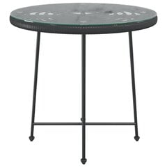Valgomojo stalas, 80x74 cm, juodas цена и информация | Садовые столы, столики | pigu.lt