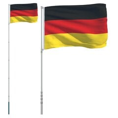 Vidaxl vokietijos vėliava su stiebu, 5,55m цена и информация | Флаги и аксессуары к ним | pigu.lt