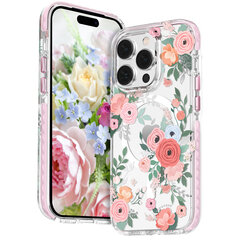 Kingxbar Flora Series skirtas iPhone 14 MagSafe, rožinis kaina ir informacija | Telefono dėklai | pigu.lt