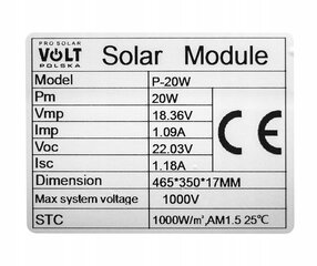 Saulės elektrinės rinkinys 20W kaina ir informacija | Komponentai saulės jėgainėms | pigu.lt