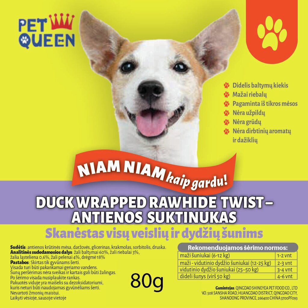 Niam Niam antienos suktinukai šunims Duck wrapped rawhide twist, 80g kaina ir informacija | Skanėstai šunims | pigu.lt