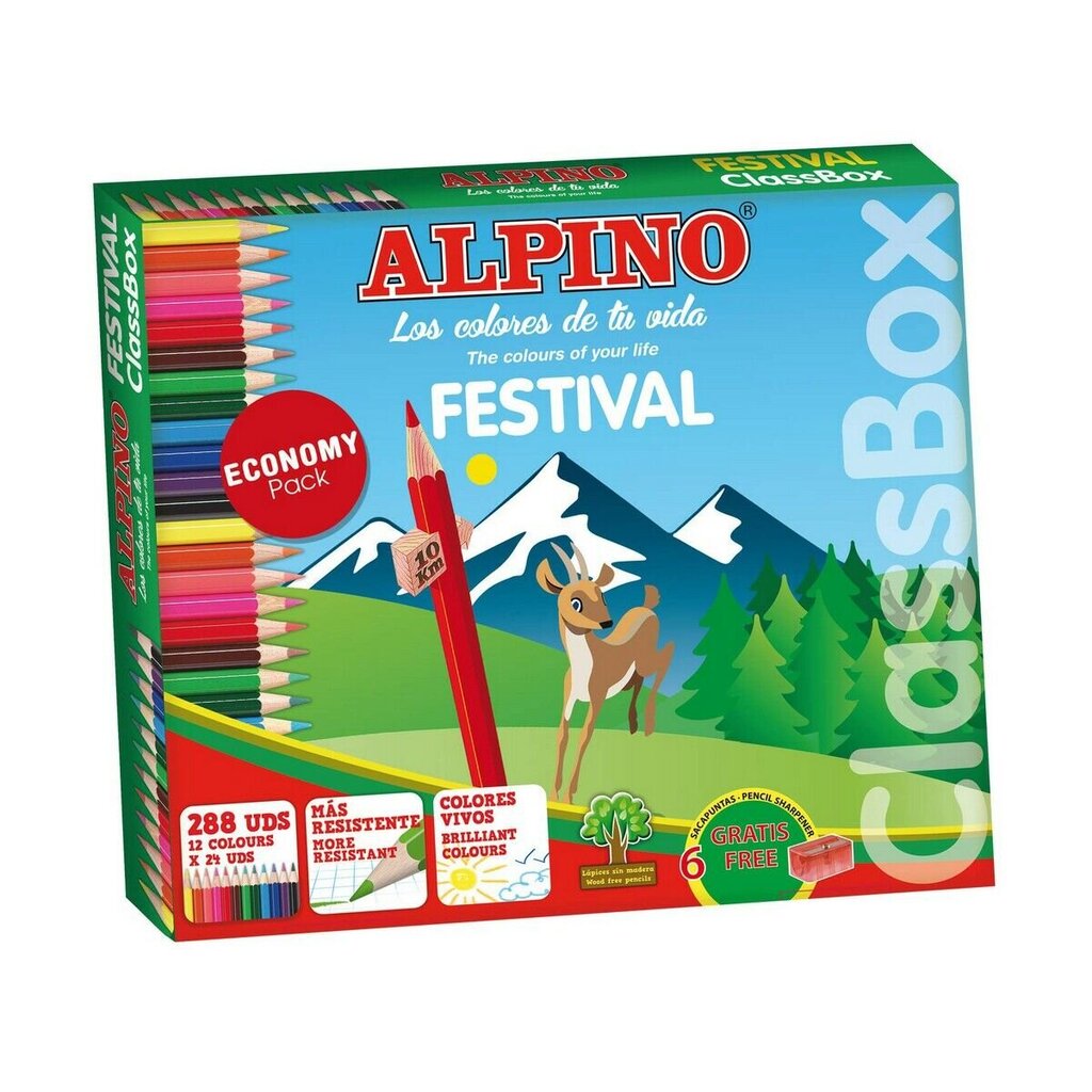 Spalvoti pieštukai Alpino Festival, 288 vnt kaina ir informacija | Piešimo, tapybos, lipdymo reikmenys | pigu.lt