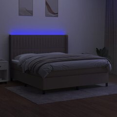 Lova su spyruoklėmis/čiužiniu/LED, taupe, 180x200 cm kaina ir informacija | Lovos | pigu.lt