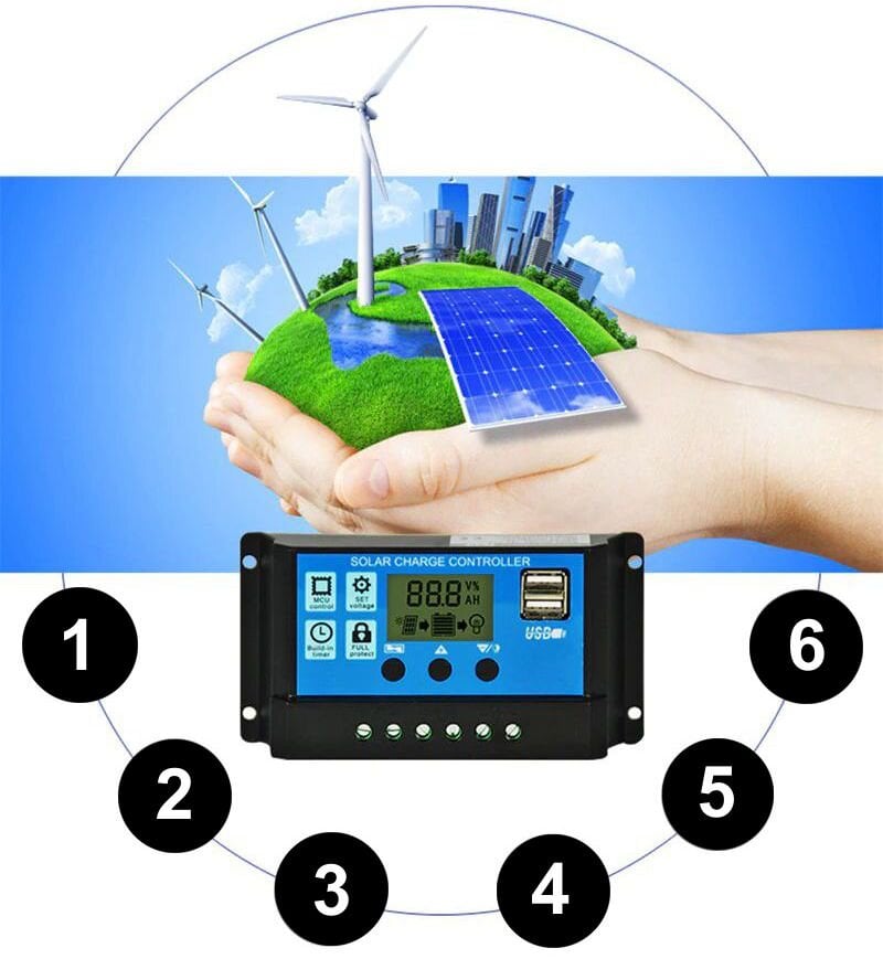 Įkrovimo reguliatorius 12V 24V saules kontrolerius 30A kaina ir informacija | Komponentai saulės jėgainėms | pigu.lt