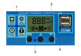 Įkrovimo reguliatorius 12V 24V saules kontrolerius 30A цена и информация | Комплектующие для солнечных электростанций | pigu.lt