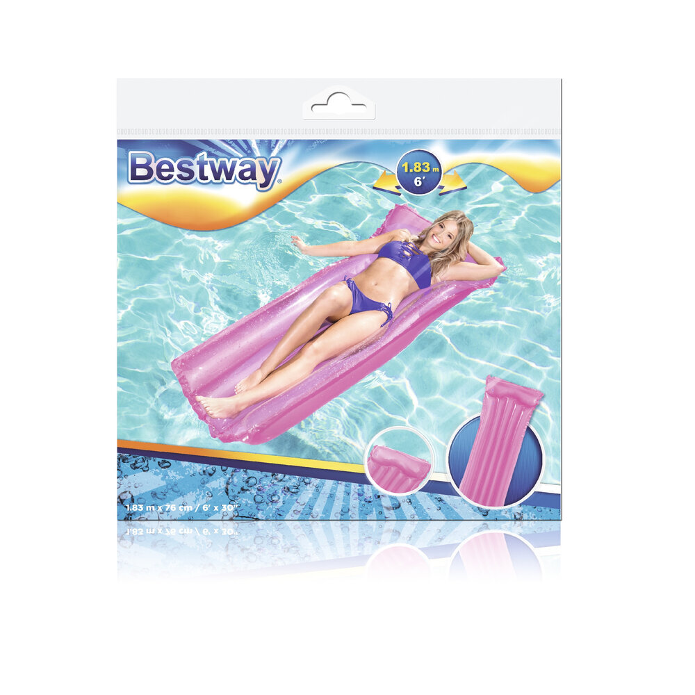 Pripučiamas paplūdimio čiužinys Bestway 183 x 76 cm, rožinis цена и информация | Pripučiamos ir paplūdimio prekės | pigu.lt