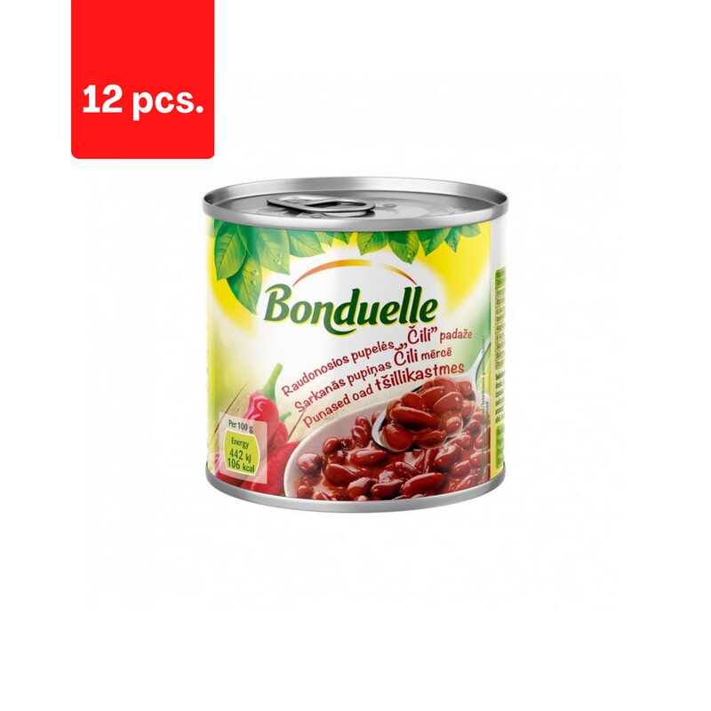 Raudonosios pupelės čili padaže Bonduelle, 430 g x 12 vnt. kaina ir informacija | Konservuotas maistas | pigu.lt